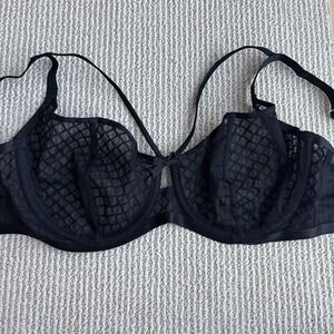 Pour Moi 'Contradiction' Black 32E underwire sheer unlined sexy mesh bra strappy